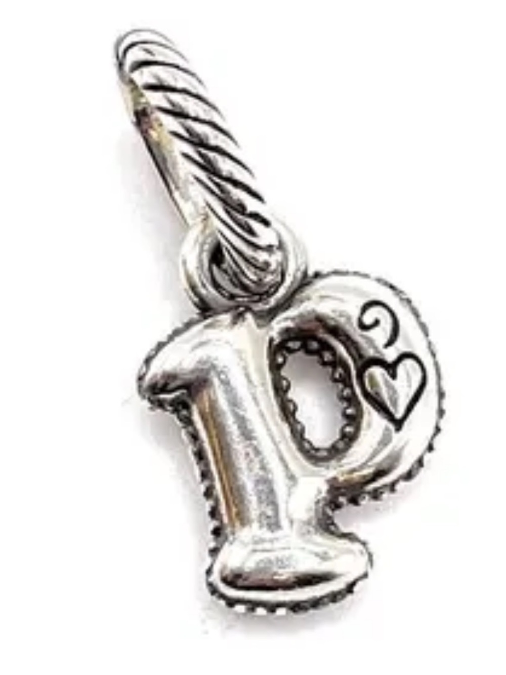 Brighton Lowercase letter "p" charm with a rope-style bail